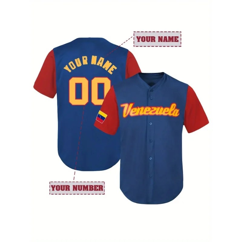 Embroidery Tshirt - Benutzerdefiniertes Venezuela-Baseball-T-Shirt für Männer und Frauen,