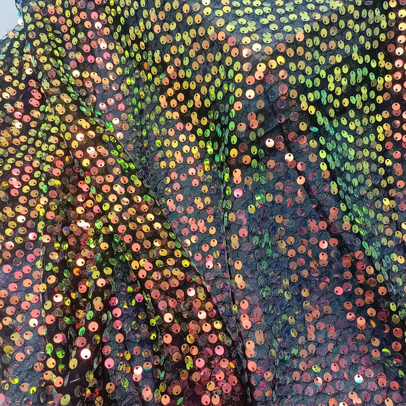 Embroidery Gradient - Regenbogen-Pailletten-Stickstoff, 6 mm, glitzerndes Farbverlaufsstoff für