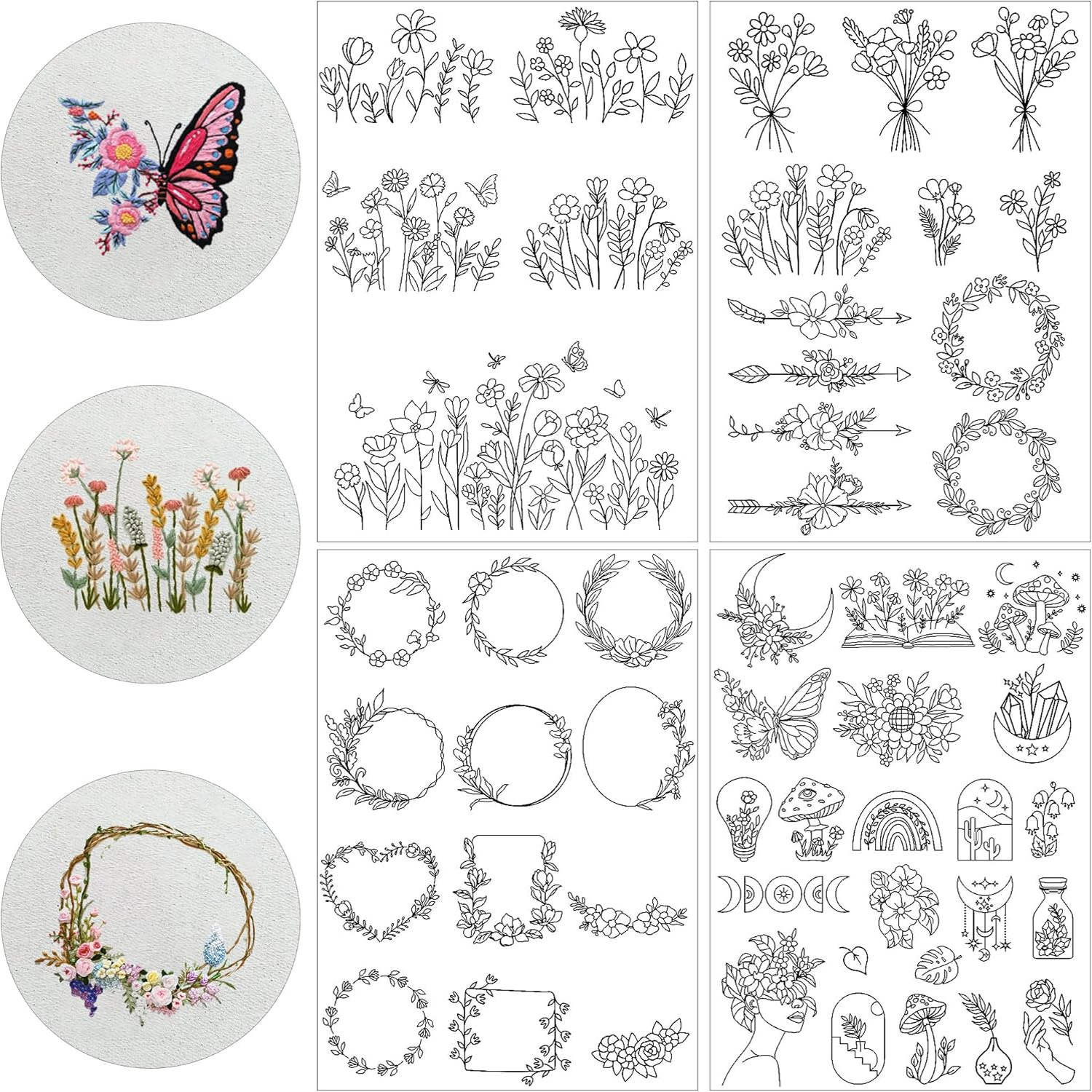 Embroidery Web - 4 Blatt wasserlösliches Stabilisator-Stickmuster, klebriges, sofort