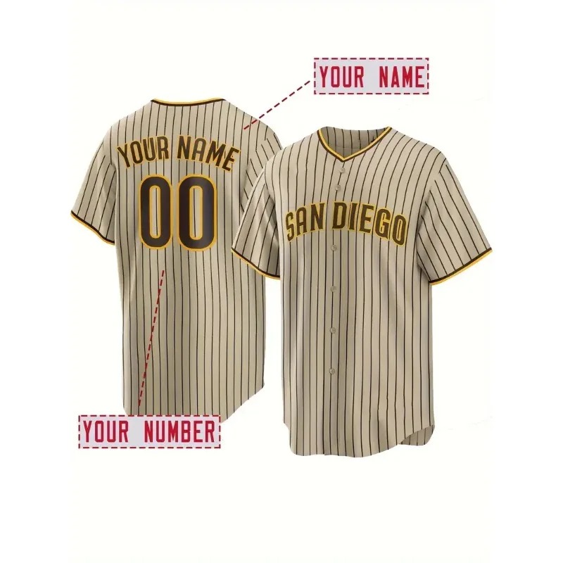 Embroidery Blouse - Benutzerdefinierter Name und Nummer Herren-Baseball-Trikot mit