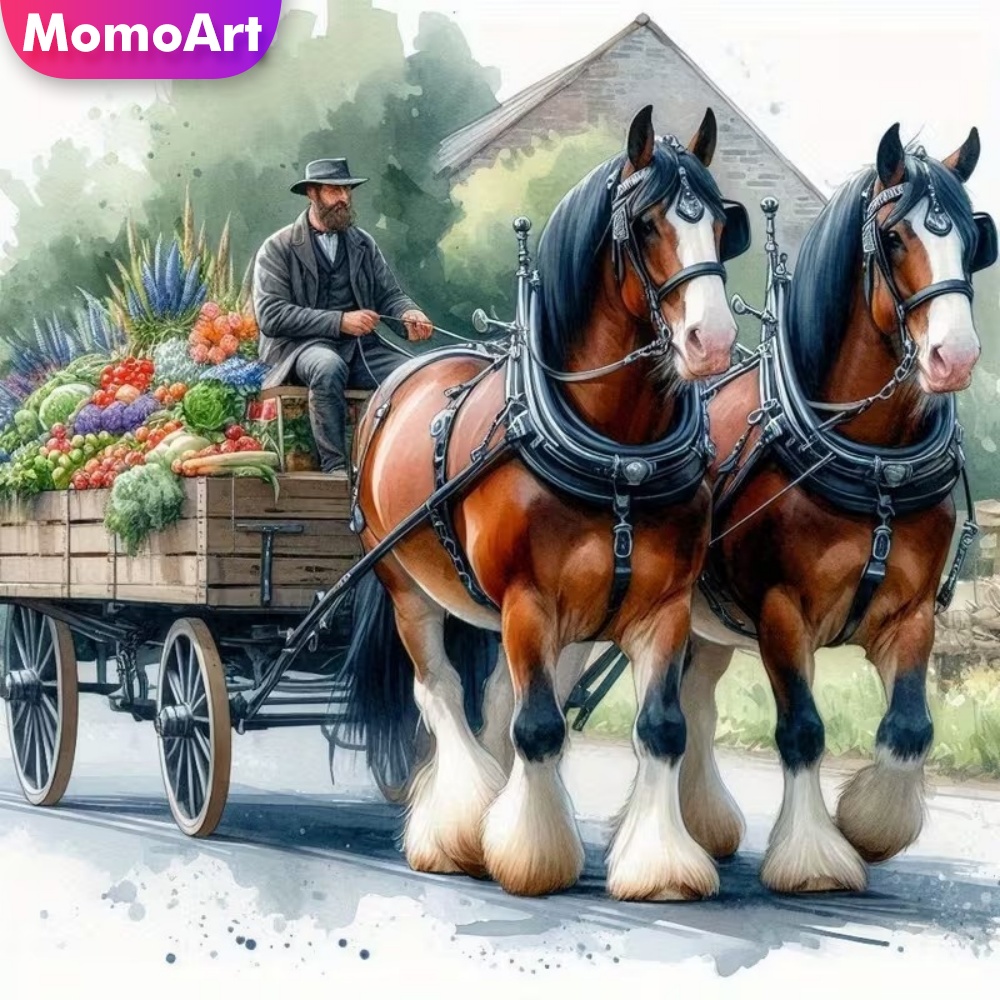 Embroidery Horse - Momoart Pferde-Diamantstickerei Tier-Malerei Kreuzstich-Sets DIY Diamant-Mosaik