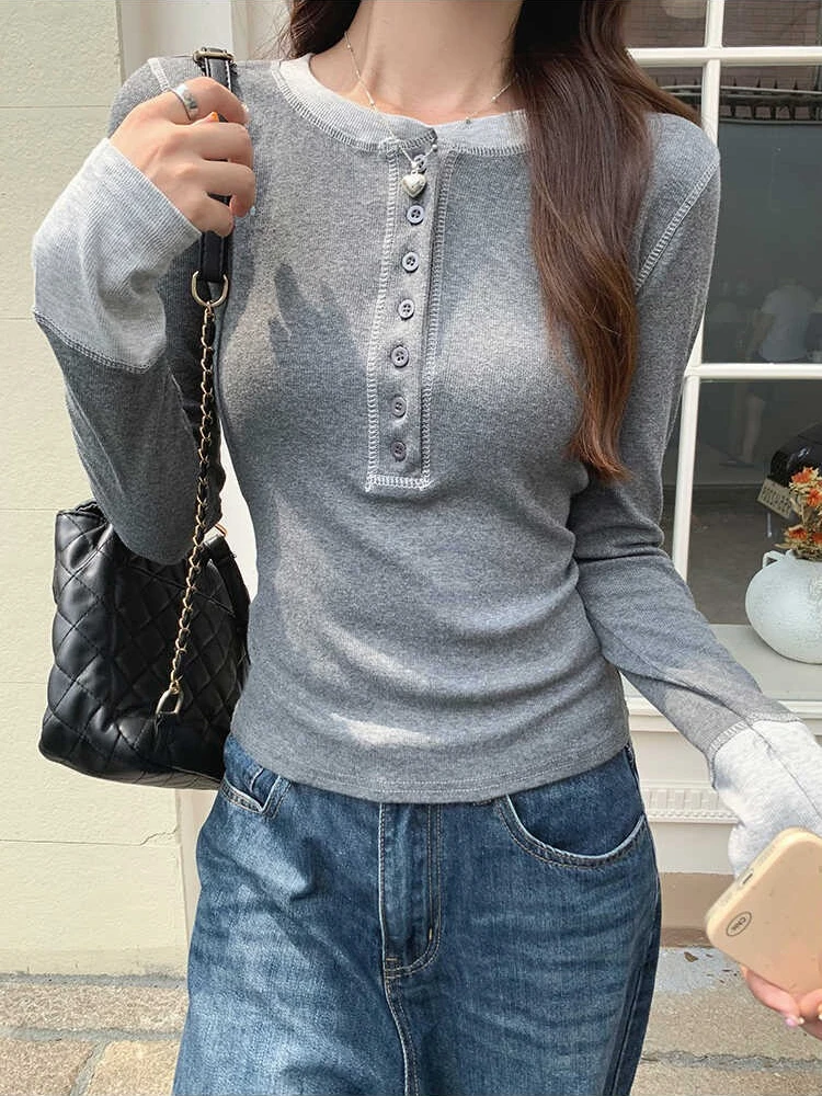 Embroidery Shirt - Y2K Patchwork T-Shirt 2025, Kontrastfarbenes Grunge-Oberteil,