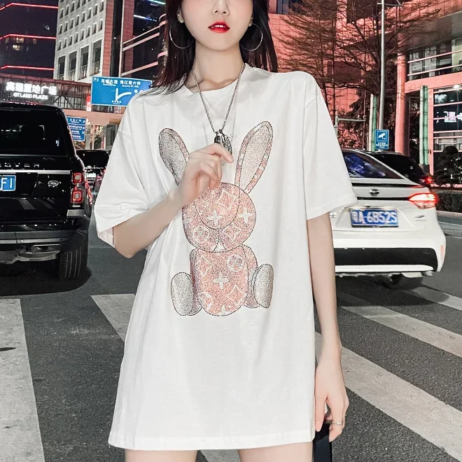 Embroidery Shirt - Damen Sommer Casual T-Shirt: Kurzarm-Shirt mit