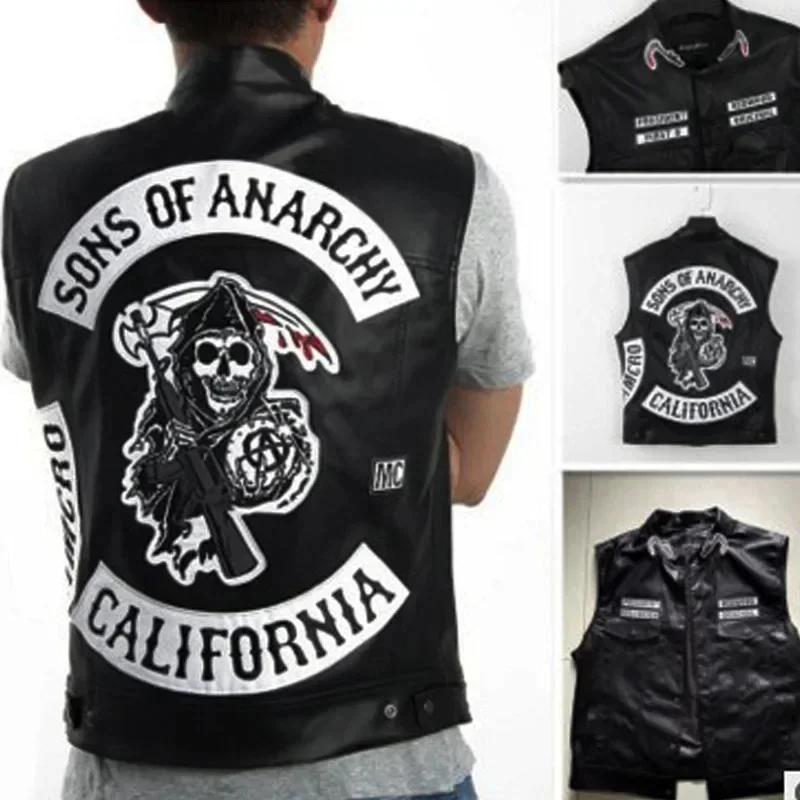 Embroidery Vest - ABC123 Leder Herren Motorrad Cosplay Kostüm
