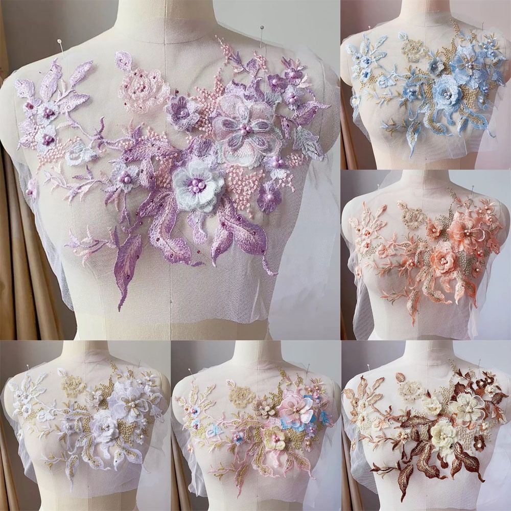 Embroidery Gradient - Modische, elegante, farbenfrohe Pailletten-Stickerei-Applikationen, 3D-Blumen, DIY-Spitzenstoffe,
