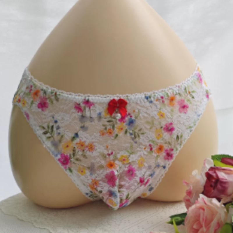 Embroidery Underwear - Transparente Sexy Herren-Spitzenunterhose mit Niedriger Taille,