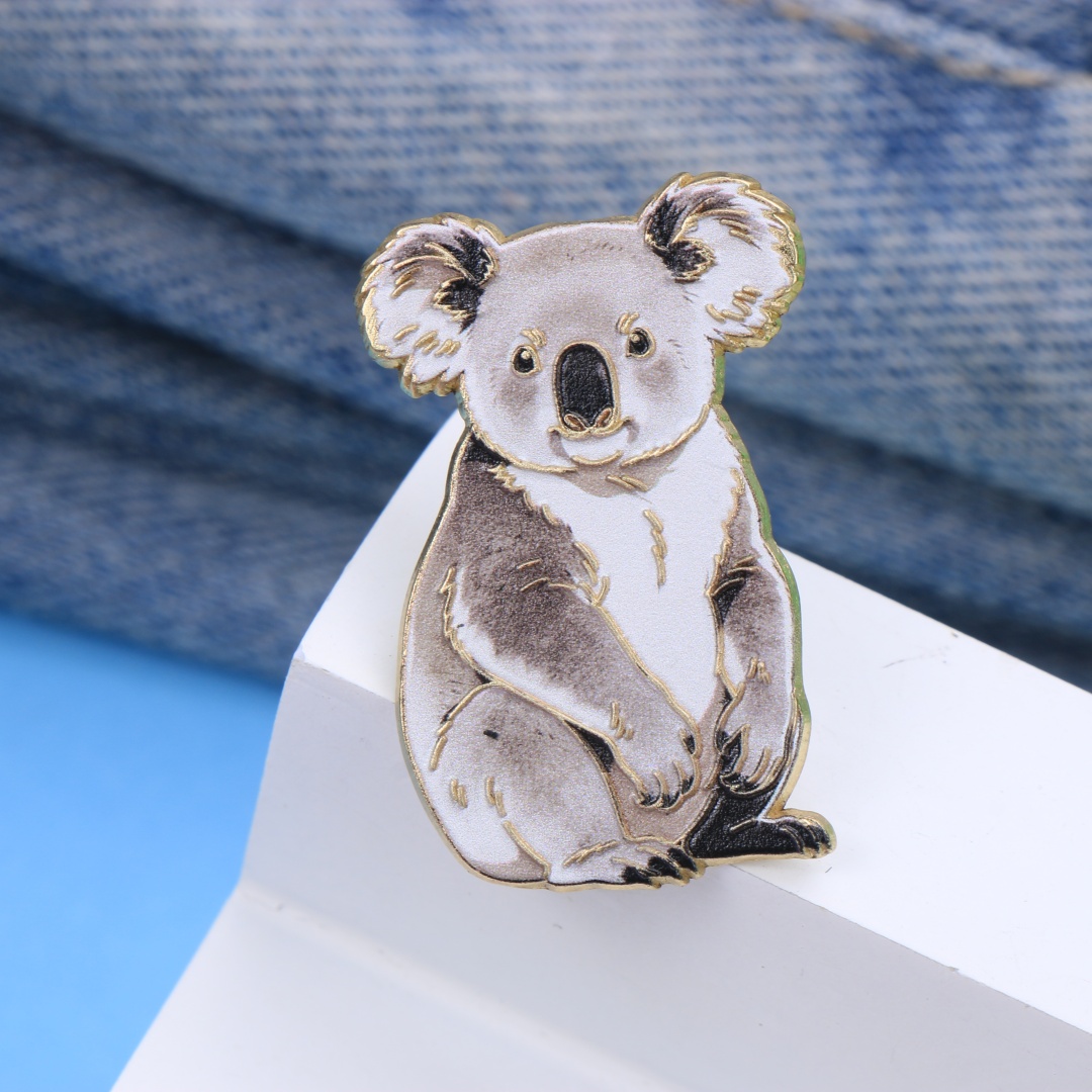 Embroidery Australia - Aquarell-Koala-Emaille-Anstecknadel, Niedliche Wildtier-Cartoon-Metallbrosche, Australische Wildtier-Dekoration für