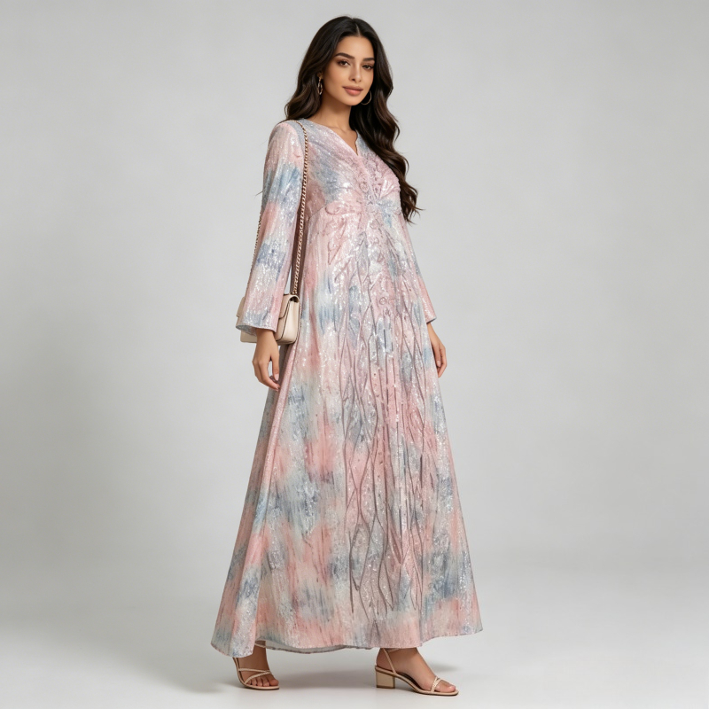 Embroidery Arabic - Muslimische Damen Partykleid Stickerei Abaya Kleider