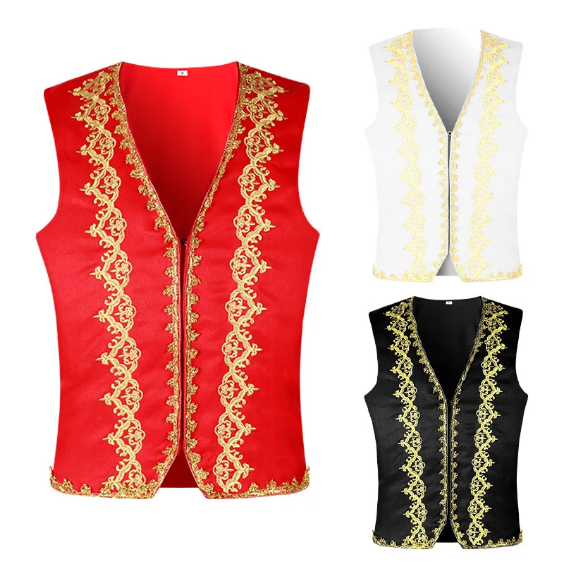 Embroidery Vest - Mittelalterliche Goldstickerei Barockweste Herren Slim Fit