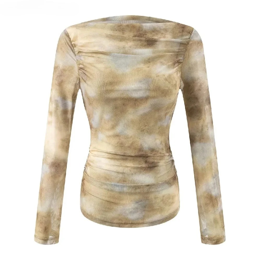 Embroidery Shirt - 2025 Sexy Tie-Dye-Print T-Shirt mit gerafften