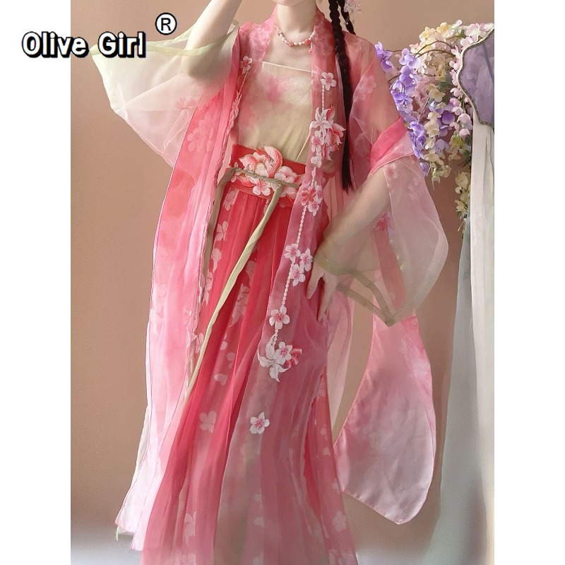 Embroidery Gradient - Olivegirl Hanfu-Kleid, traditionelle chinesische Kleidung, Damenbekleidung,