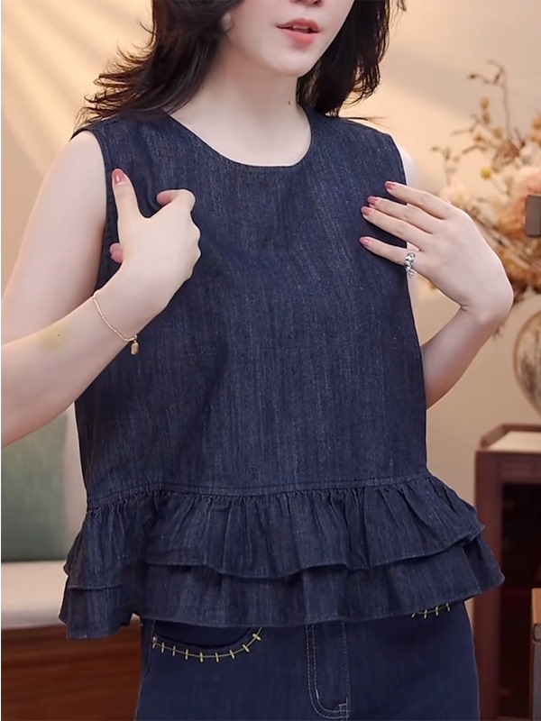 Embroidery Vest - Koreanischer Stil Rundhals-Kurzarm-Top für Damen, Sommer-Neuheit