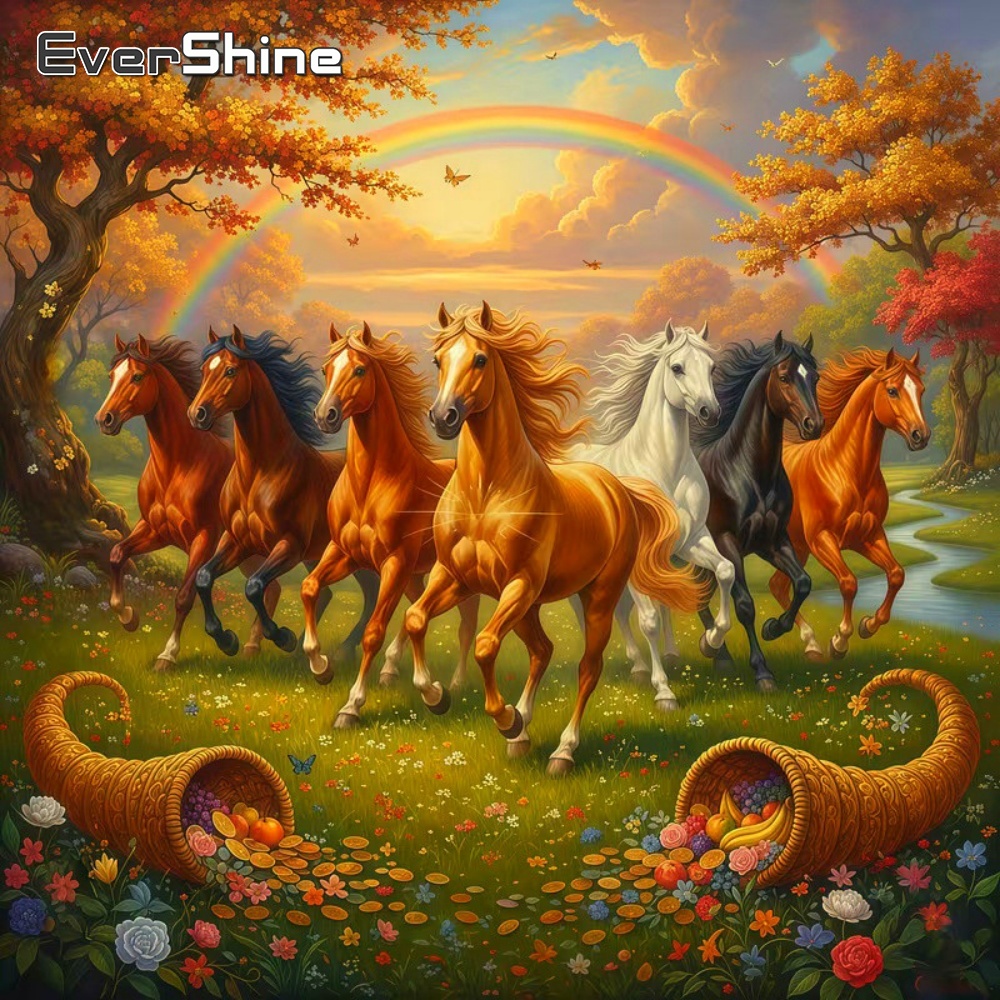 Embroidery Horse - Evershine Diamant-Kunst-Gemälde, Tier, Pferd, Kreuzstich, Mosaik,