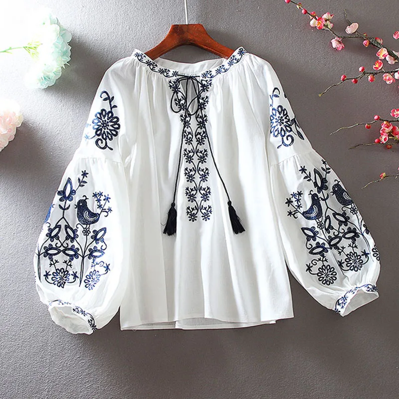 Embroidery Blouse - 2026 Damen Retro-Bluse im Nationalstil mit