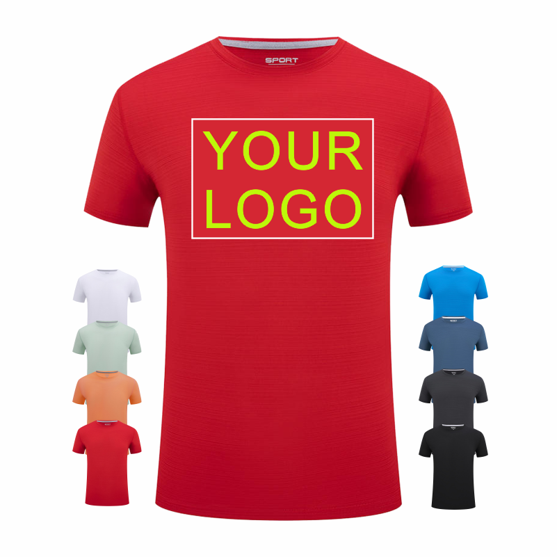 Embroidery Tshirt - LOGO Maßgeschneidertes Rundhals-Kurzarm-T-Shirt, schnell trocknend, Sport,