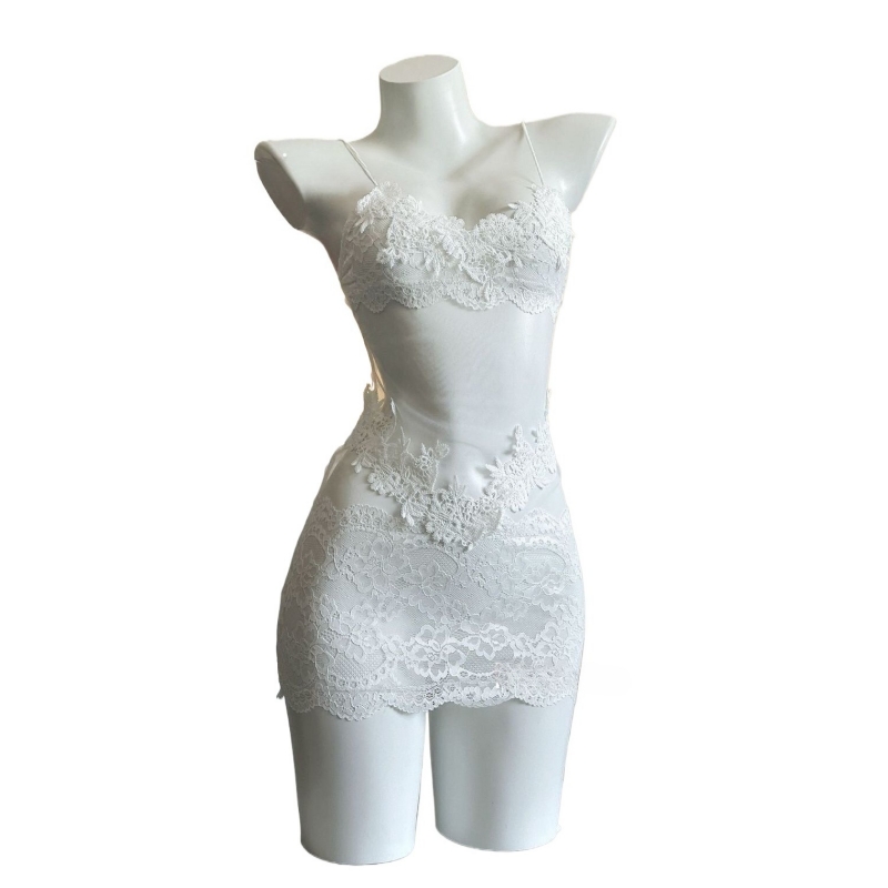 Embroidery Underwear - Sexy Spitzen-Stickerei Trägerloses Kleid Damen Mesh