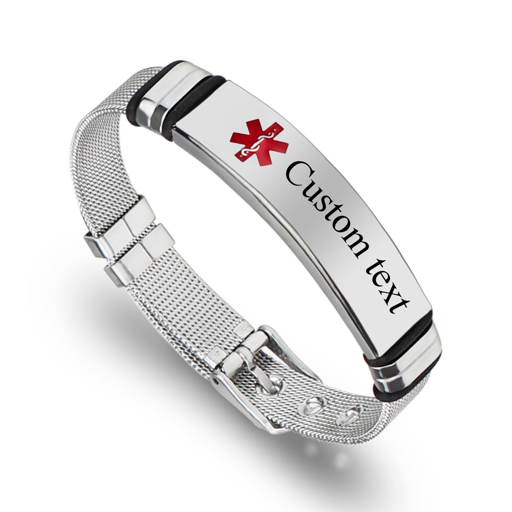 Embroidery Charm - Punk SOS Medizinische Benutzerdefinierte Text Armbänder