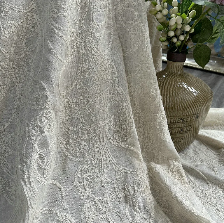 Reiner Leinenstoff mit Baumwol – Embroidery Chain Stitch Bewertung und Preis