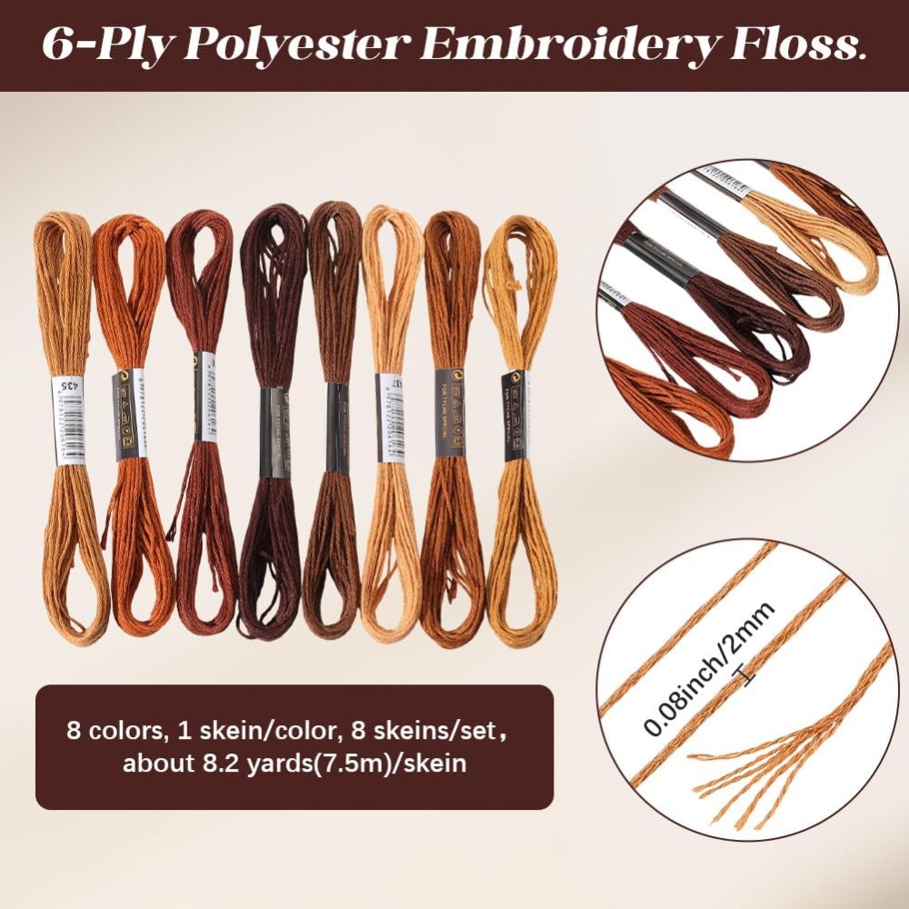 8 Stränge 6-fädiger brauner St – Embroidery Gradient Bewertung und Preis