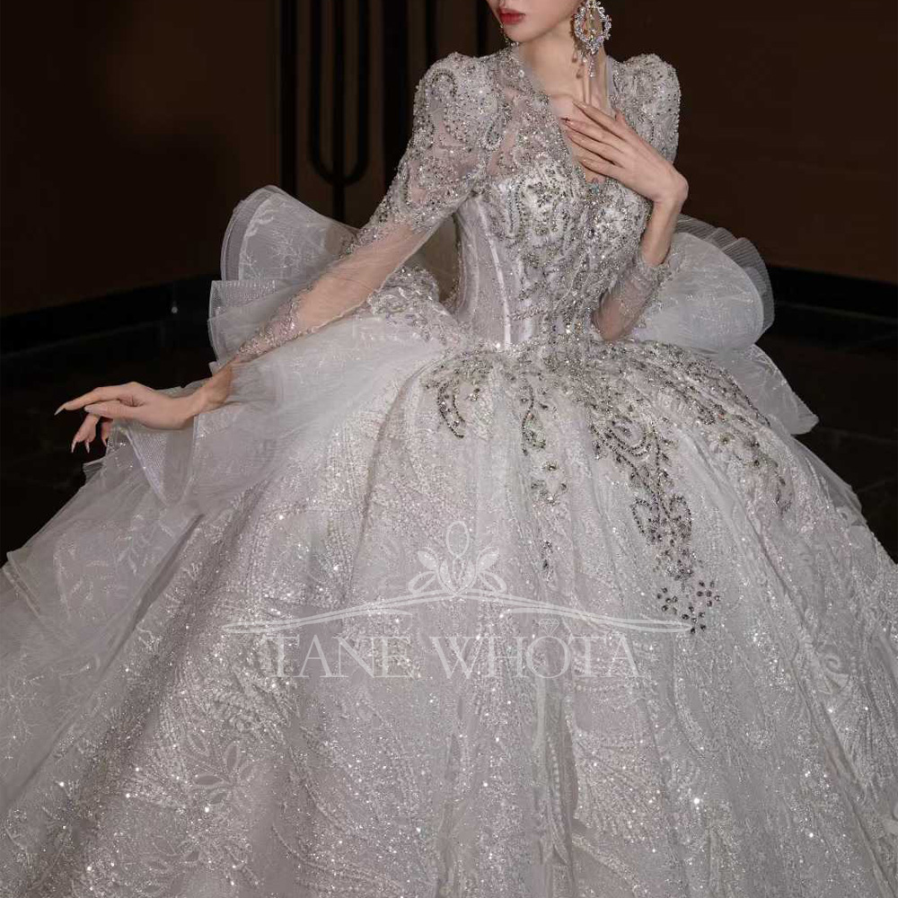 Luxuriöses Brautkleid mit V-Au – Embroidery Organza Bewertung und Preis
