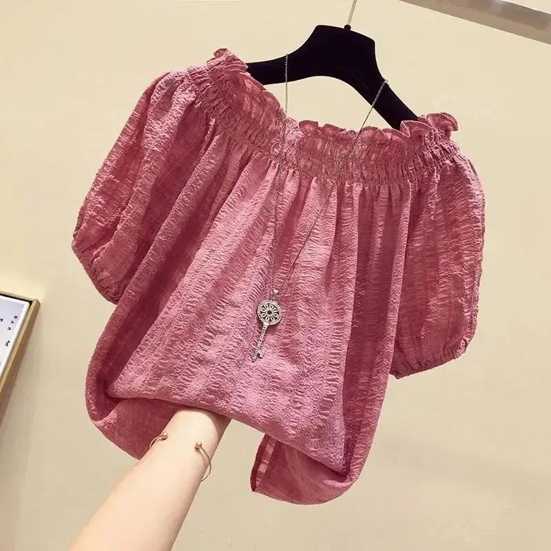 Rose Red lässig Slash Neck Puf – Embroidery Blouse Bewertung und Preis