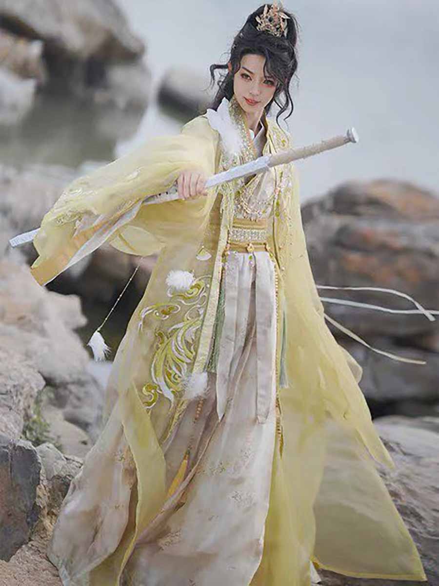 Wuxia Schwertkämpfer Hanfu Out – Embroidery Gradient Bewertung und Preis