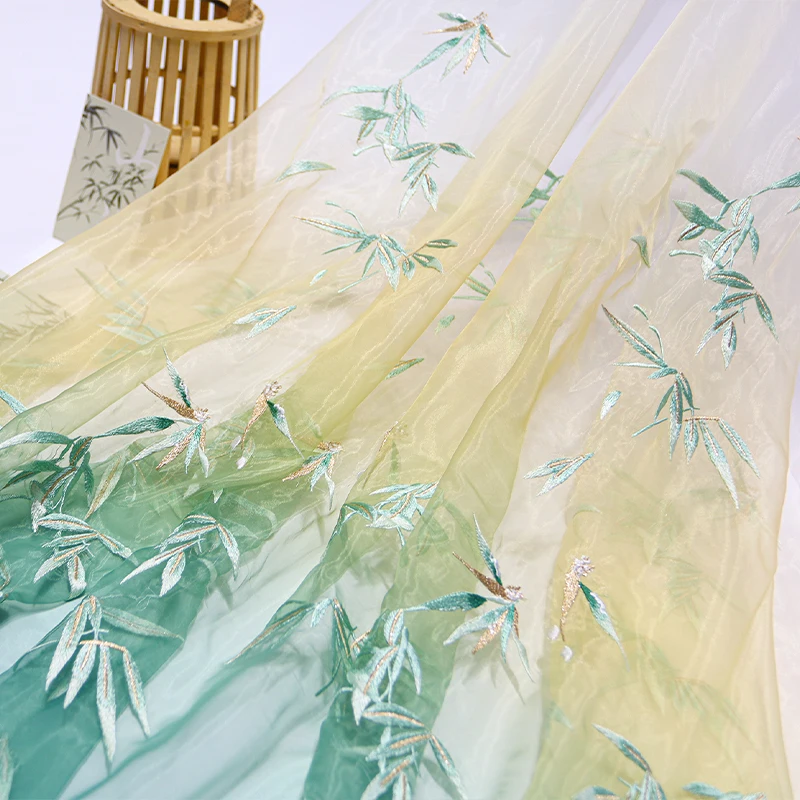 Bambus bestickter Organza-Stof – Embroidery Gradient Bewertung und Preis