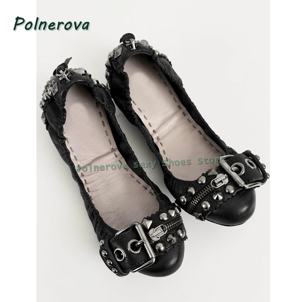 Nieten-Gürtelschnallen Mary Ja – Embroidery Flat Shoes Bewertung und Preis