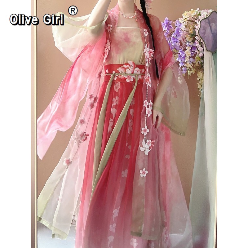 Olivegirl Hanfu-Kleid, traditi – Embroidery Gradient Bewertung und Preis